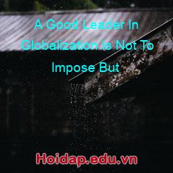 A Good Leader In Globalization Is Not To Impose But